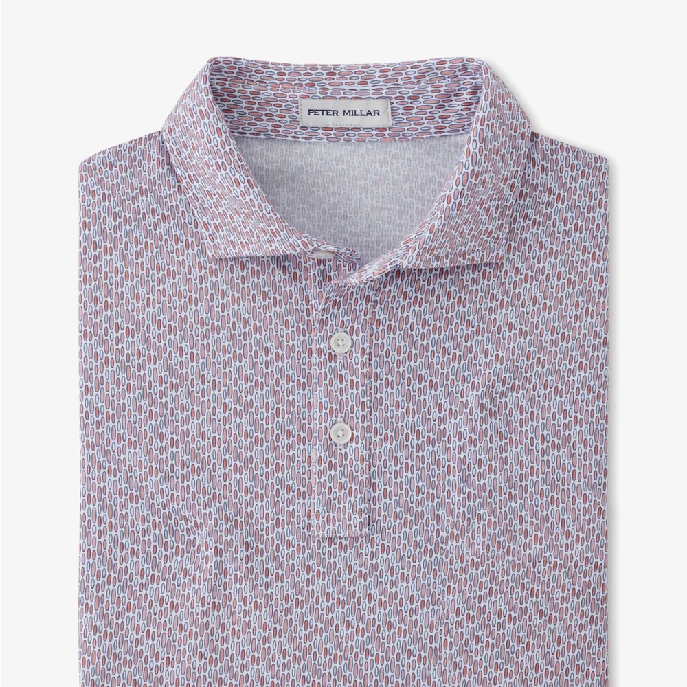 Peter Millar Short Sleeve Surf Board Print Polo Color: Sunwashed Brick Size: XL